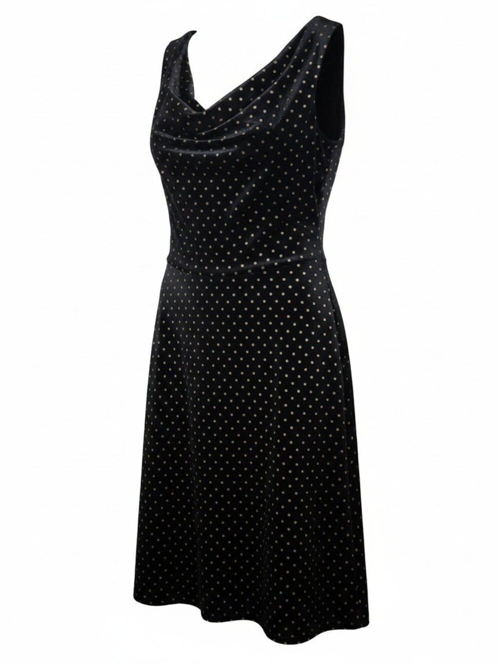 Talbots RSVP Black Velvet Gold Polka Dot Cowl Neck Dress Plus Size X EUC